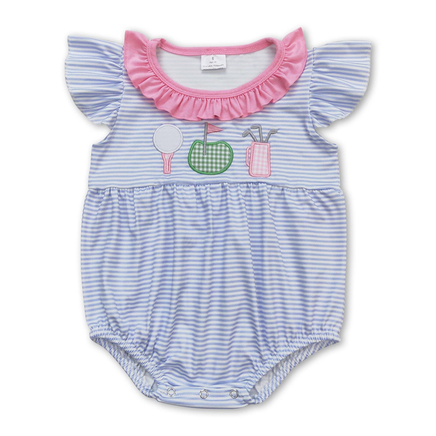 Flutter Sleeves Stripe Golf Appliqué Bubble