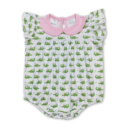 Pink Flutter Sleeve Alligator Bubble