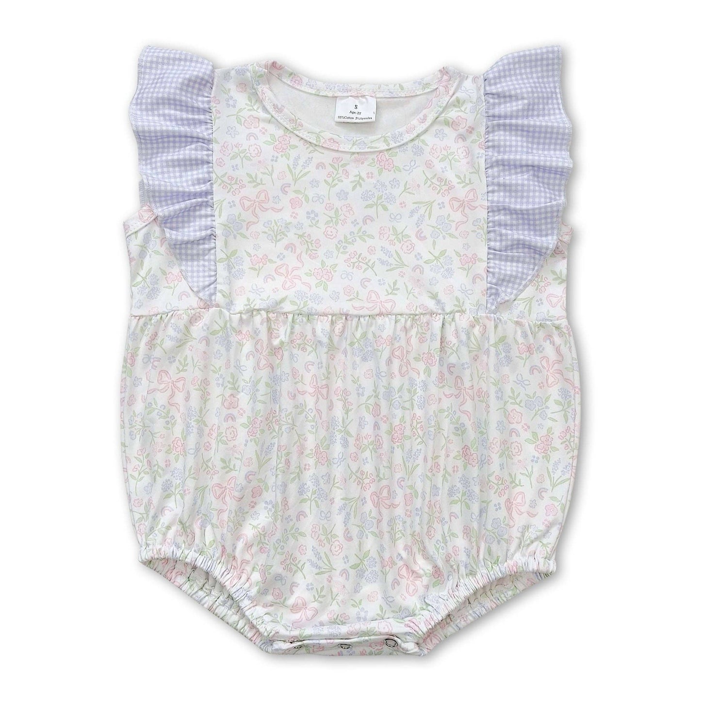 Flutter Blue Check Flutter Sleeves Floral Bubble