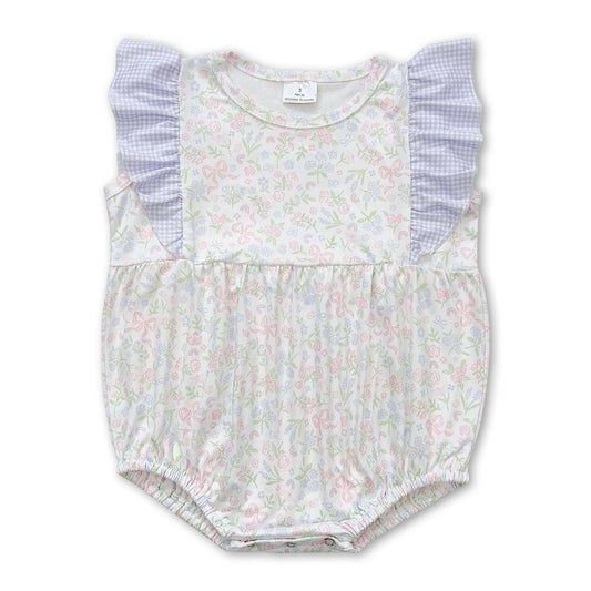 Flutter Blue Check Flutter Sleeves Floral Bubble