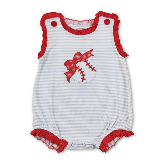 Grey Striped Bow Baseball Bubble